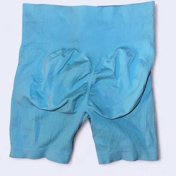 Blue Ribbed Shorts - Picture 2 of 3